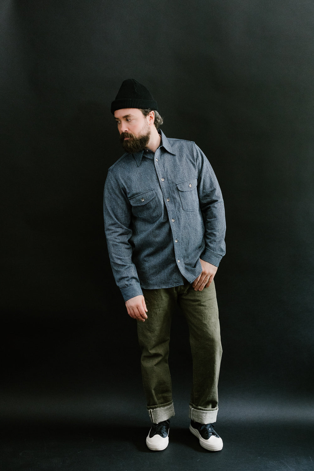 SSS23-AMW - Twisted Yarn Work Shirt - Natural Indigo