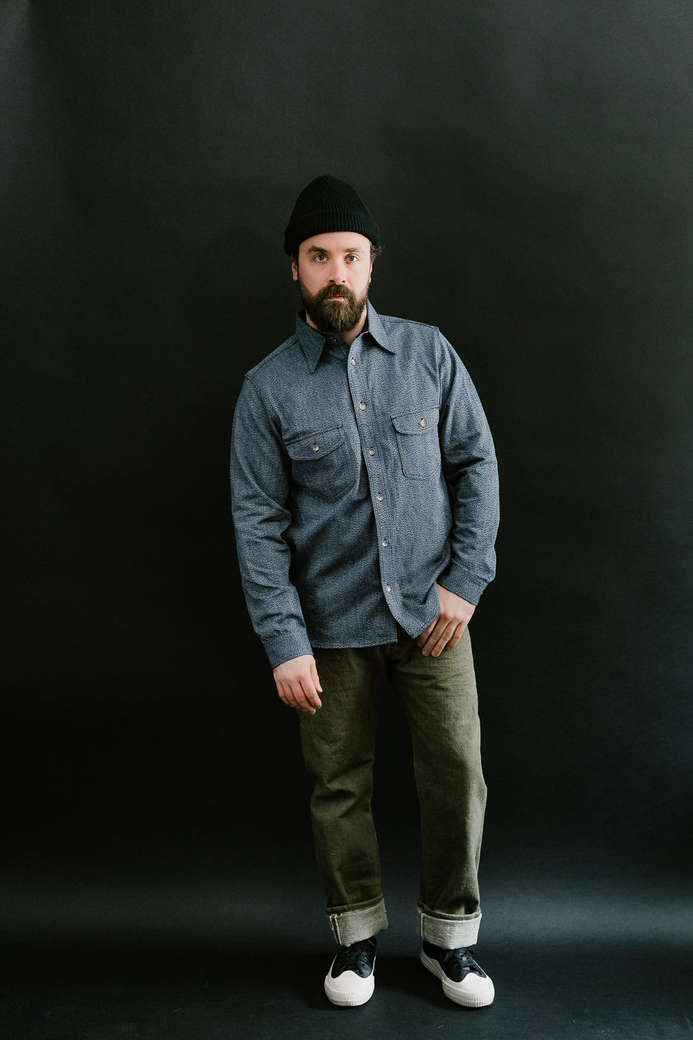 SSS23-AMW - Twisted Yarn Work Shirt - Natural Indigo