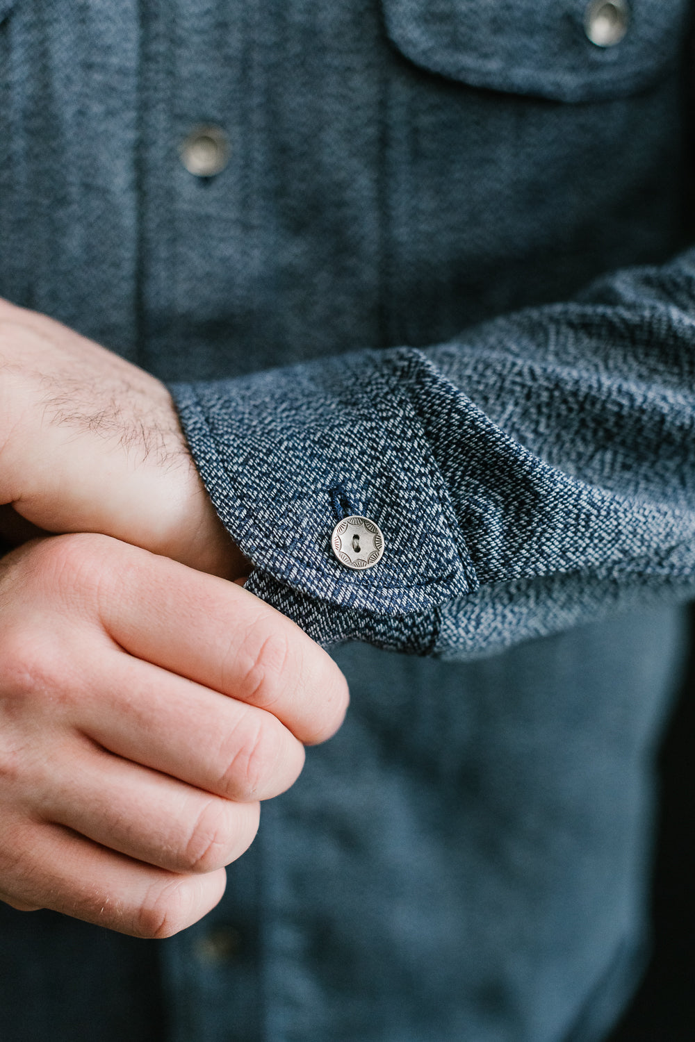 SSS23-AMW - Twisted Yarn Work Shirt - Natural Indigo