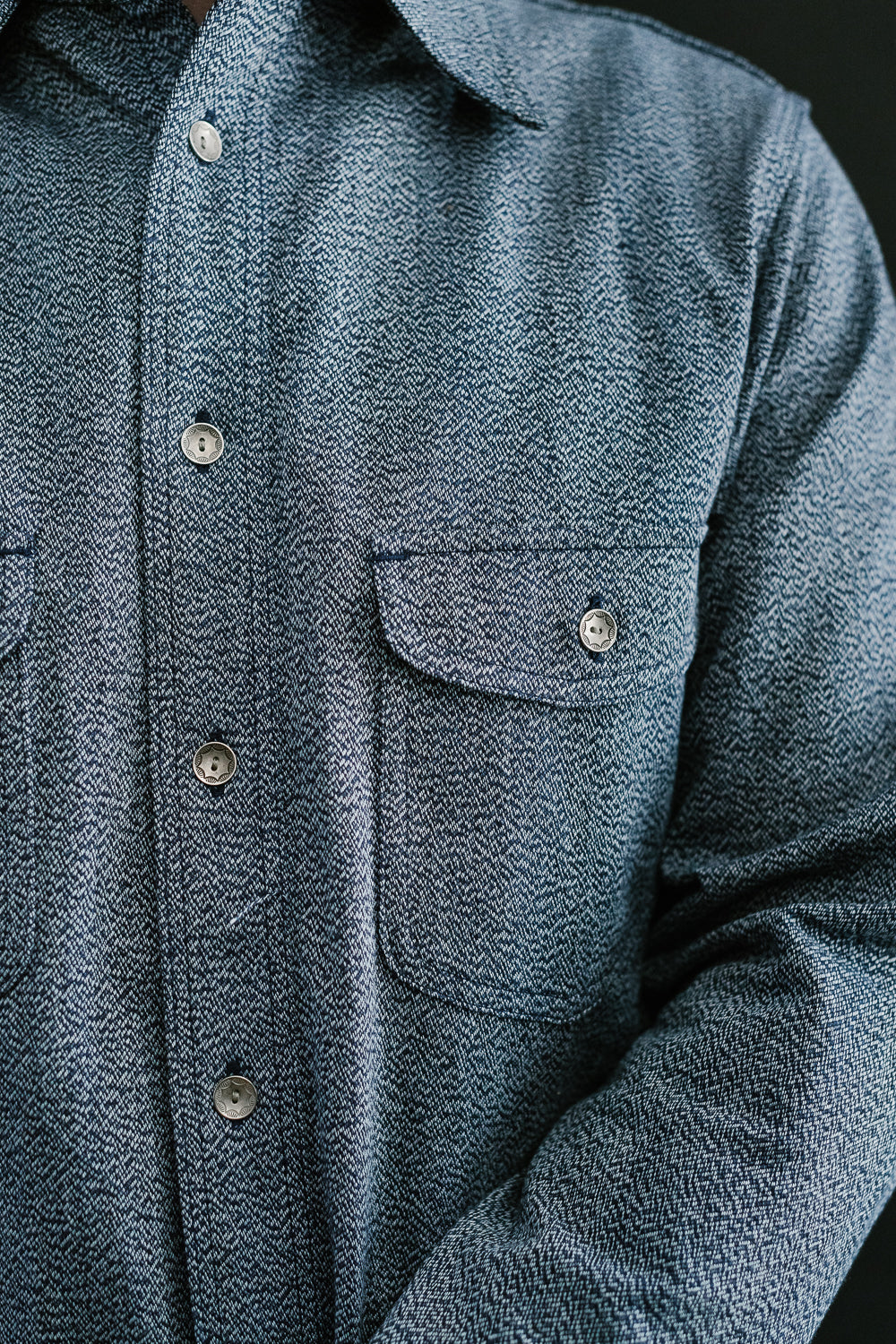 SSS23-AMW - Twisted Yarn Work Shirt - Natural Indigo