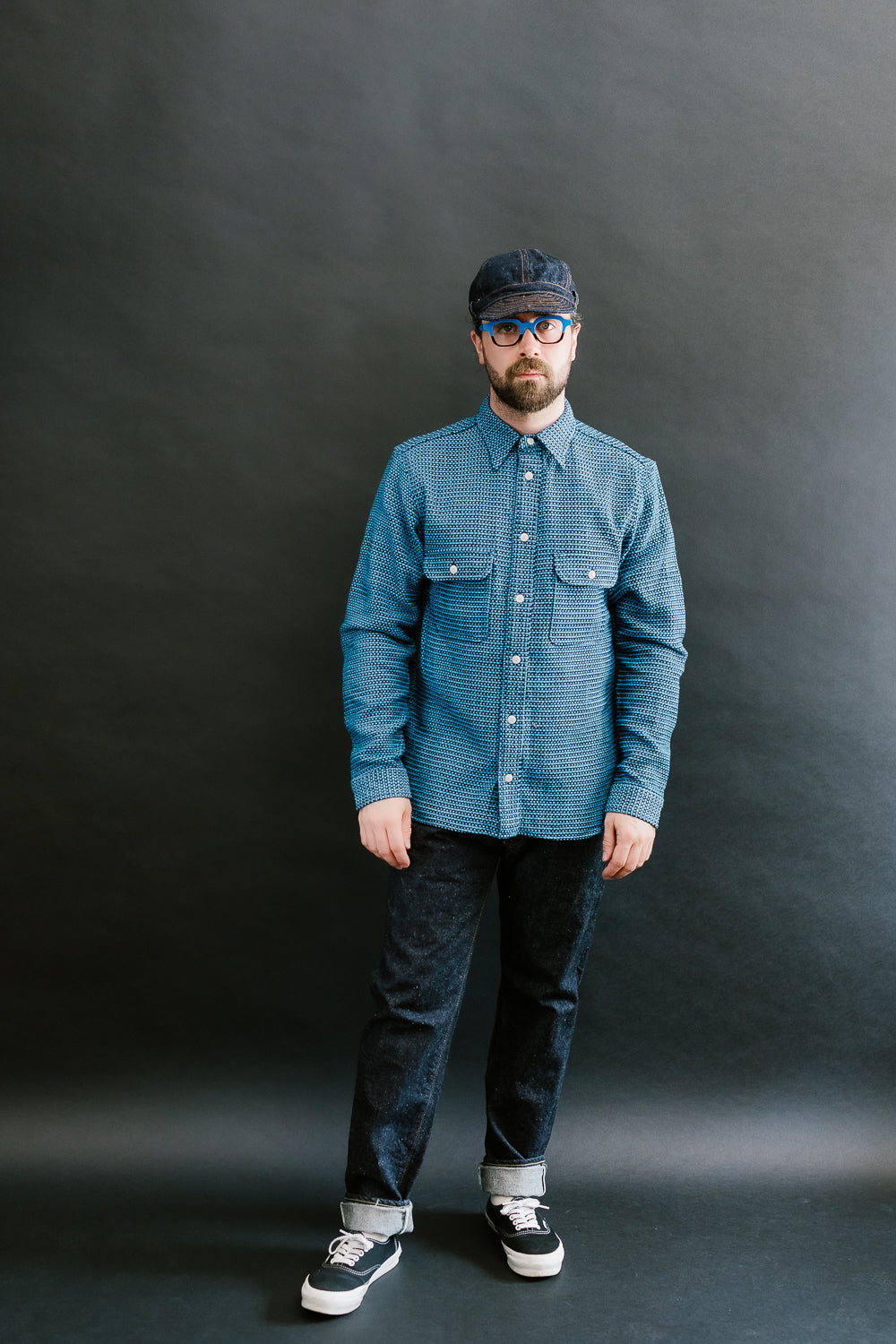 SSS24-01W - 'Aizome' Thick Oxford Work Shirt - Natural Indigo