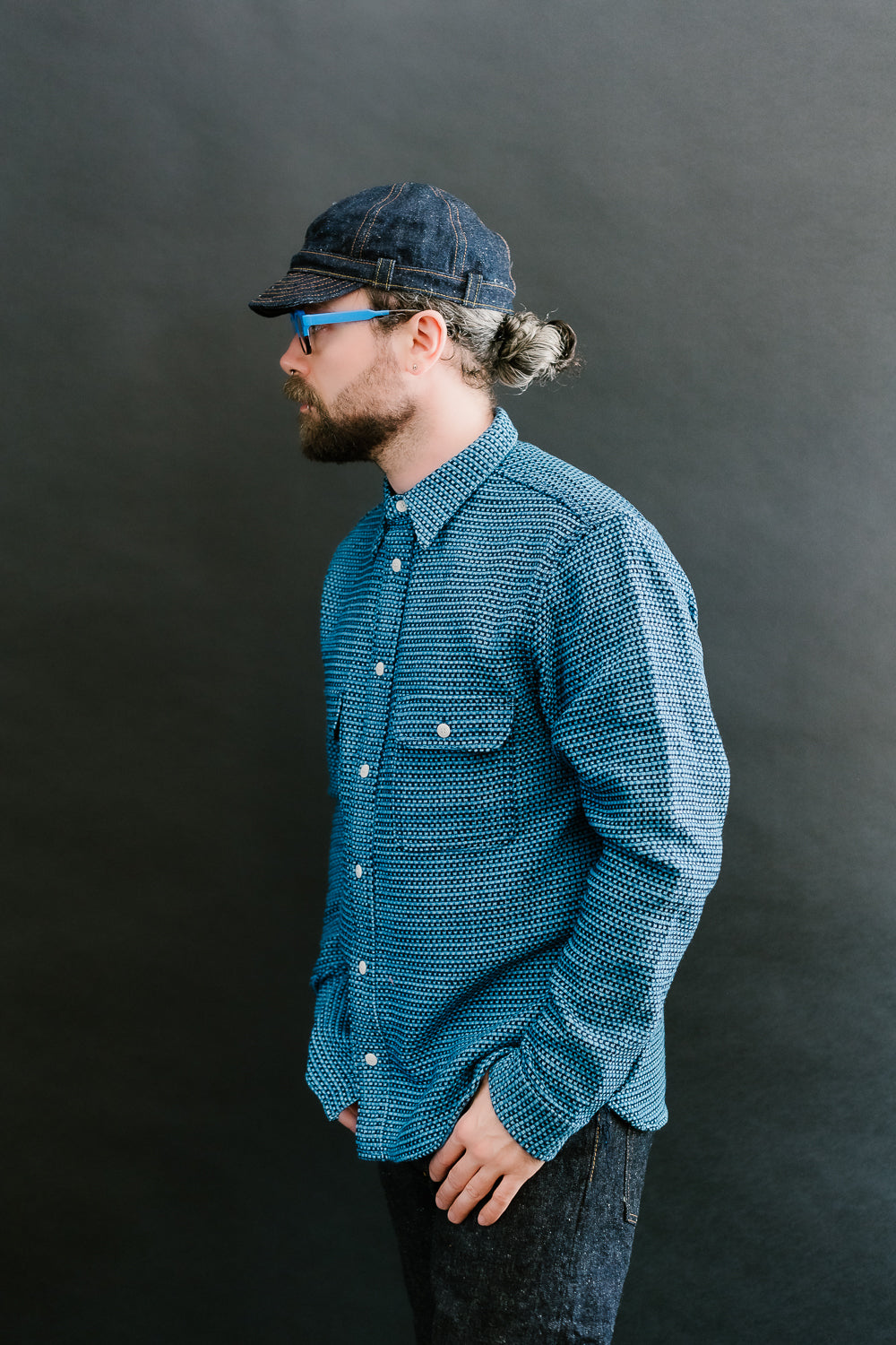 SSS24-01W - 'Aizome' Thick Oxford Work Shirt - Natural Indigo