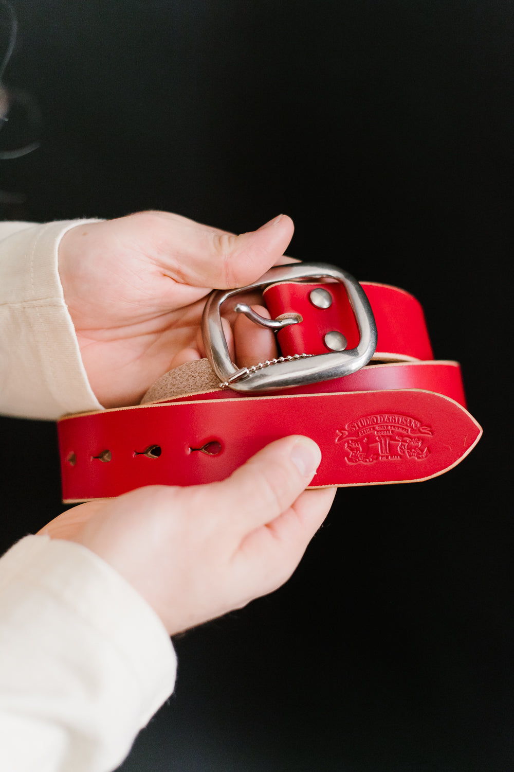 B-87 - Leather Belt - Red