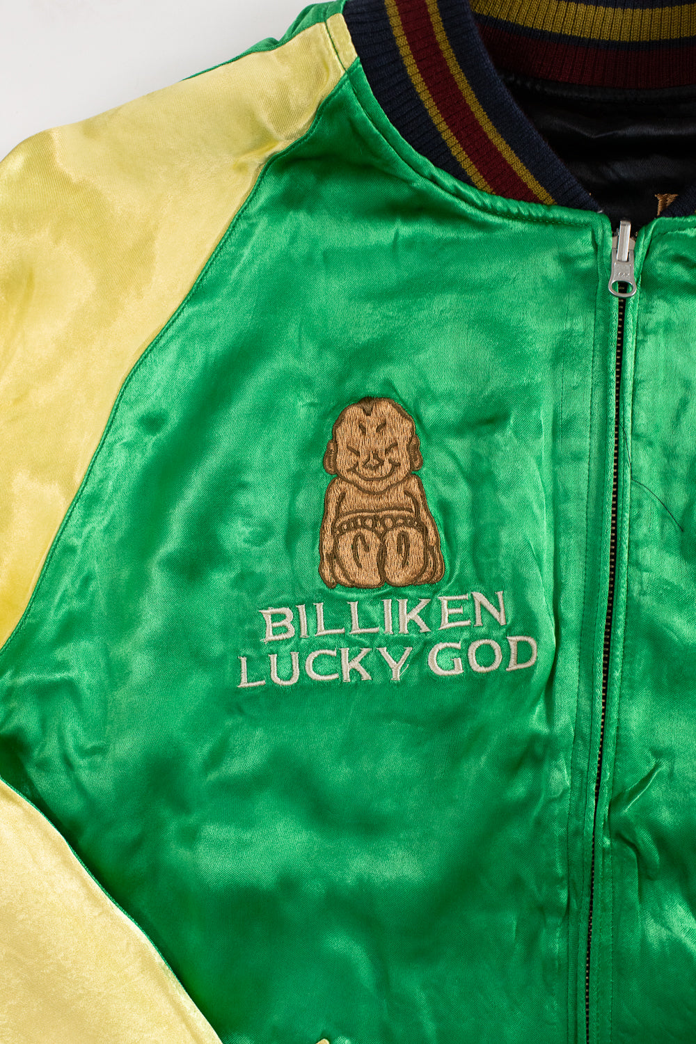 BILLI-002 - Billiken Collaboration Satin Sukajan Souvenir Jacket - Black x Green