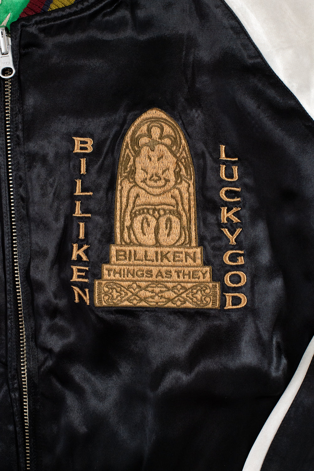 BILLI-002 - Billiken Collaboration Satin Sukajan Souvenir Jacket - Black x Green