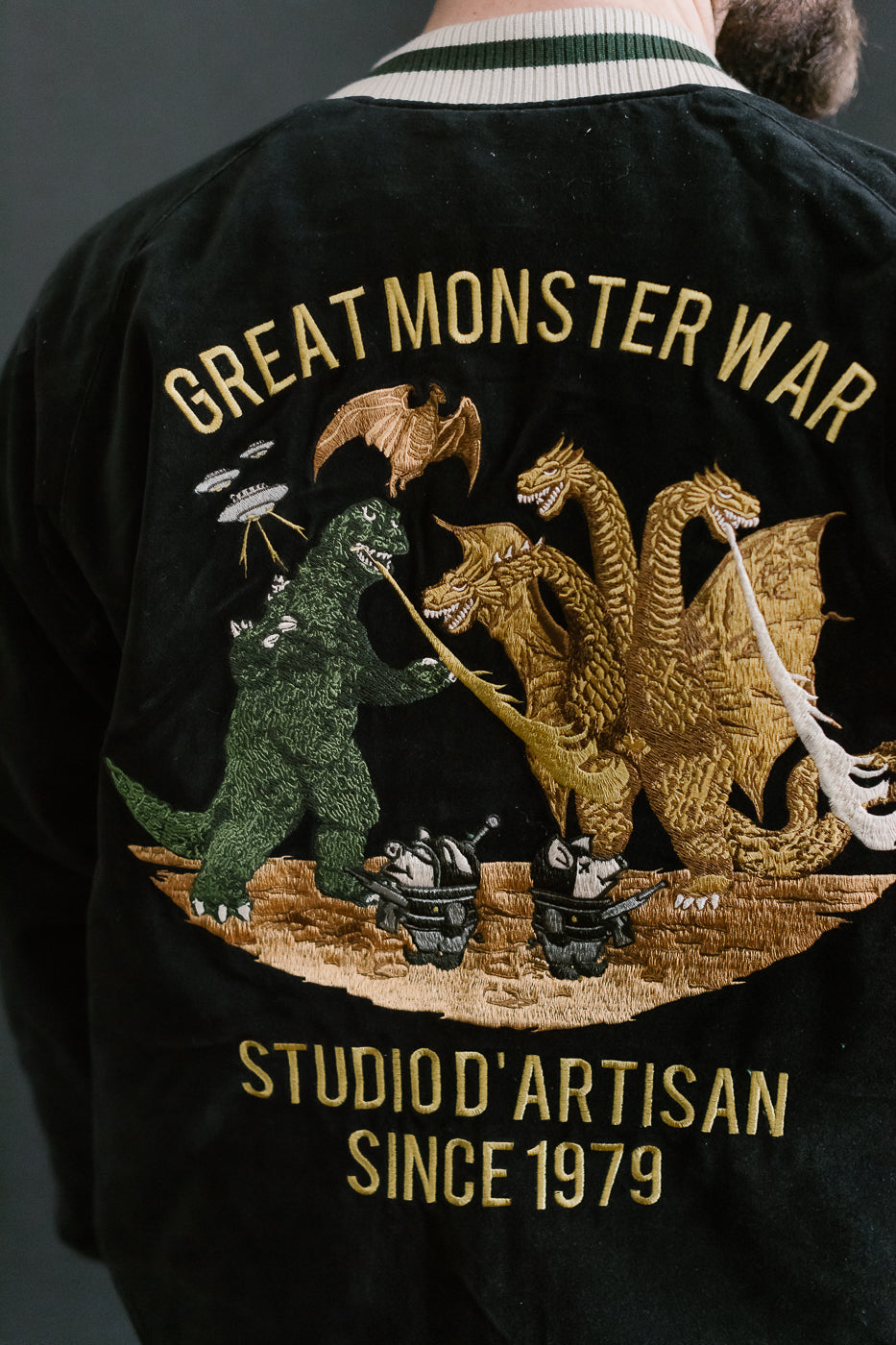 GZ-013 - Velveteen Souvenir Jacket - Great Monster War - Black