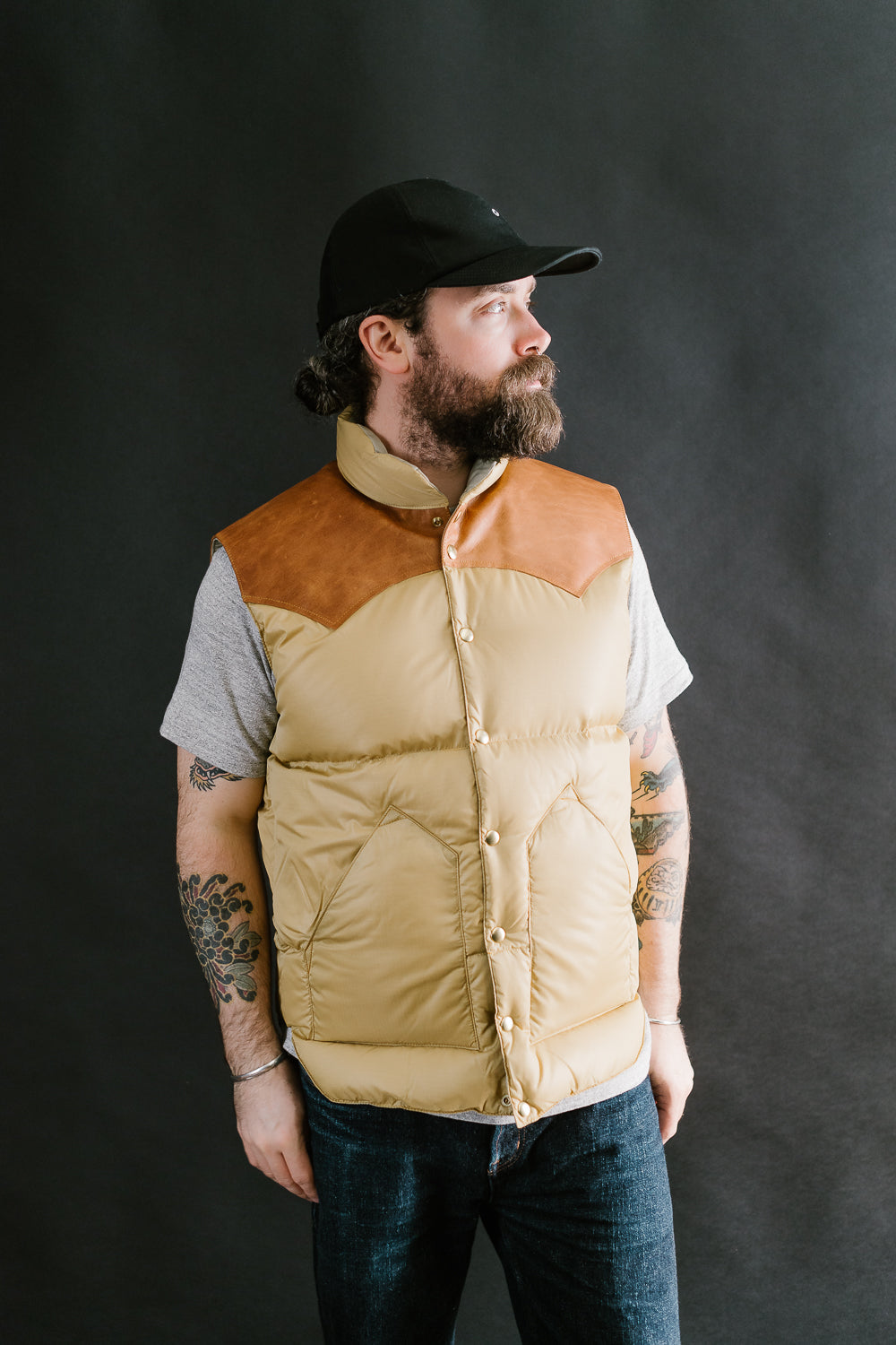 Lot 2197 - Rocky Mountain Featherbed x Warehouse Ripstop Nylon Down Vest - Beige Mustard