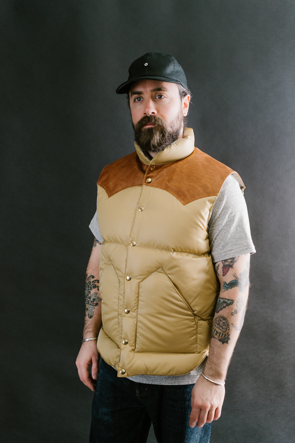 Lot 2197 - Rocky Mountain Featherbed x Warehouse Ripstop Nylon Down Vest - Beige Mustard