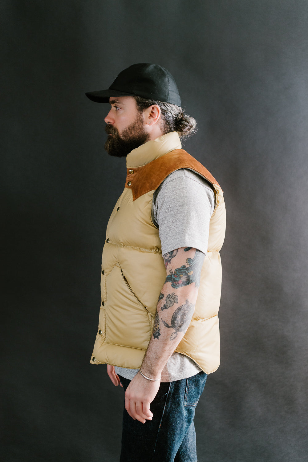 Lot 2197 - Rocky Mountain Featherbed x Warehouse Ripstop Nylon Down Vest - Beige Mustard