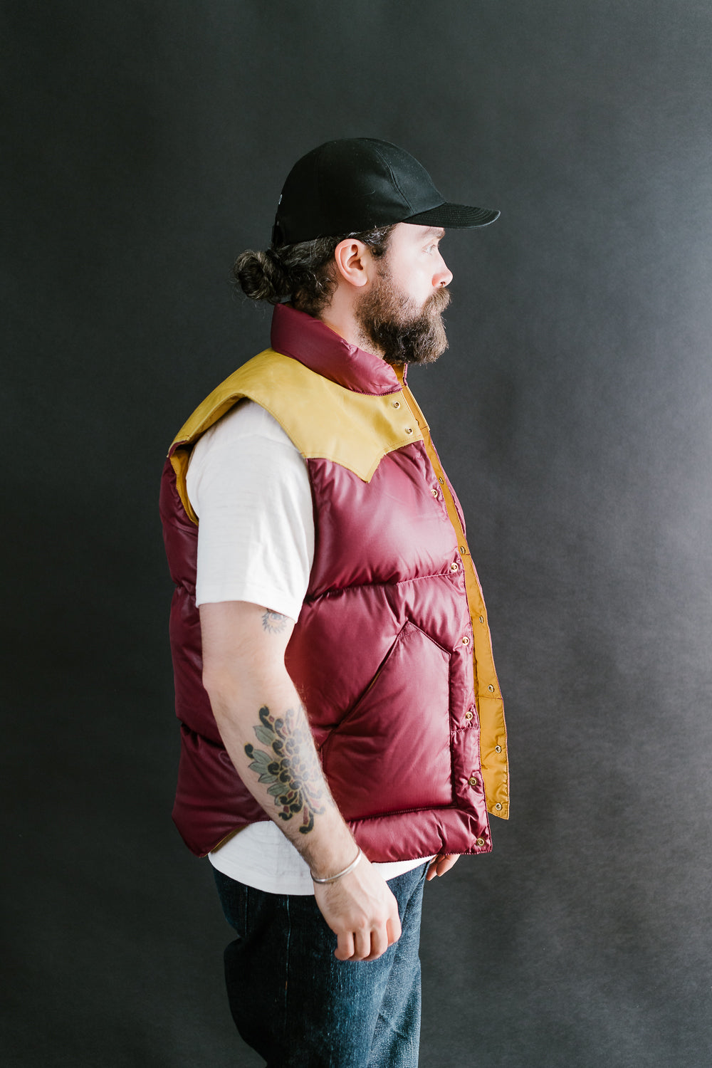 Lot 2197 - Rocky Mountain Featherbed x Warehouse Ripstop Nylon Down Vest - Burgundy