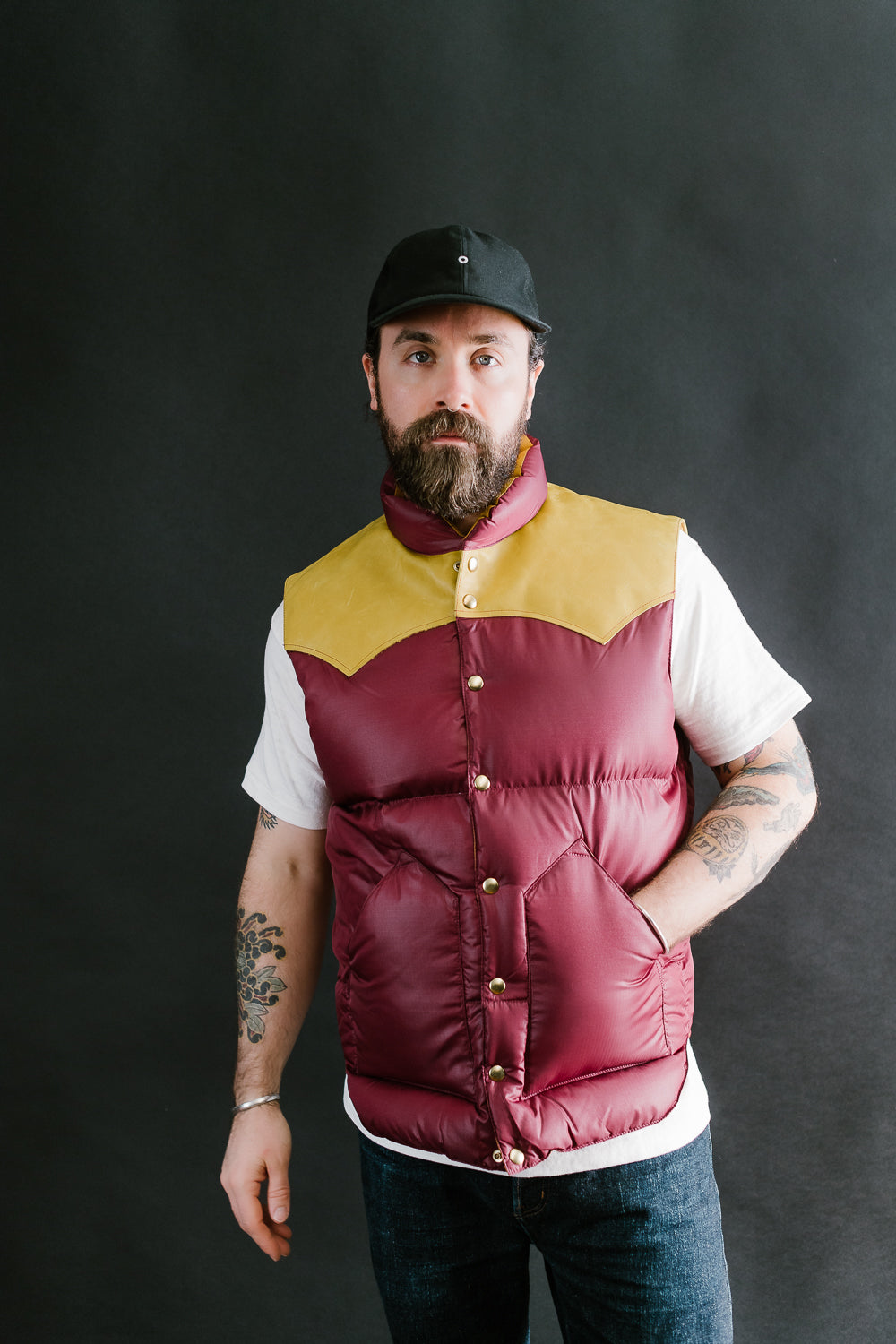 Lot 2197 - Rocky Mountain Featherbed x Warehouse Ripstop Nylon Down Vest - Burgundy