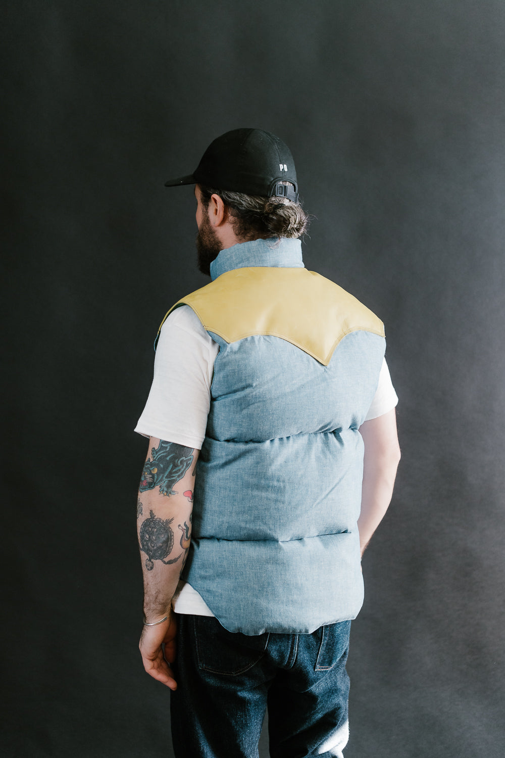 Lot 2200 - Rocky Mountain x Warehouse Selvedge Chambray Down Vest - Sax