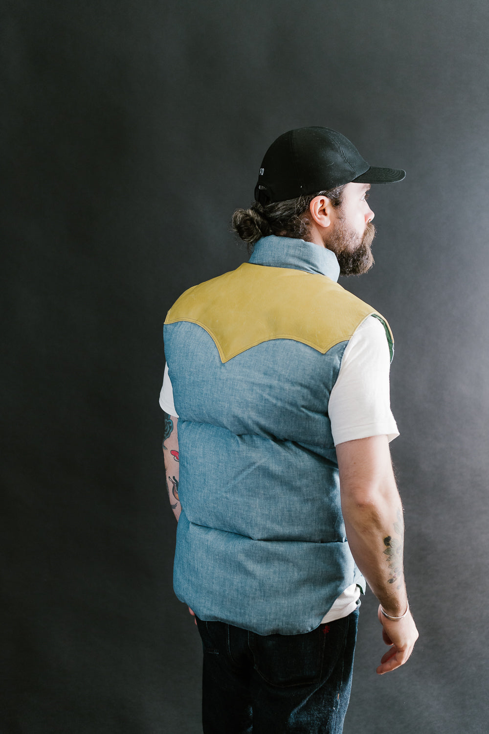 Lot 2200 - Rocky Mountain x Warehouse Selvedge Chambray Down Vest - Sax