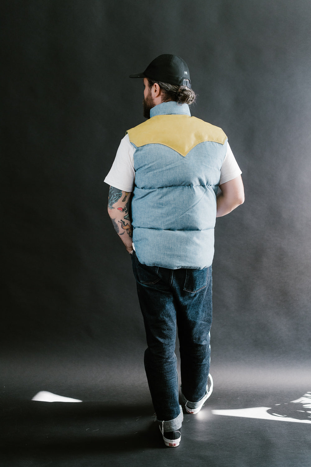 Lot 2200 - Rocky Mountain x Warehouse Selvedge Chambray Down Vest - Sax