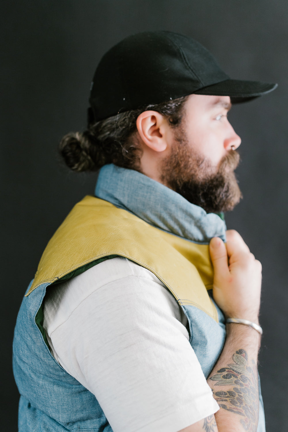 Lot 2200 - Rocky Mountain x Warehouse Selvedge Chambray Down Vest - Sax