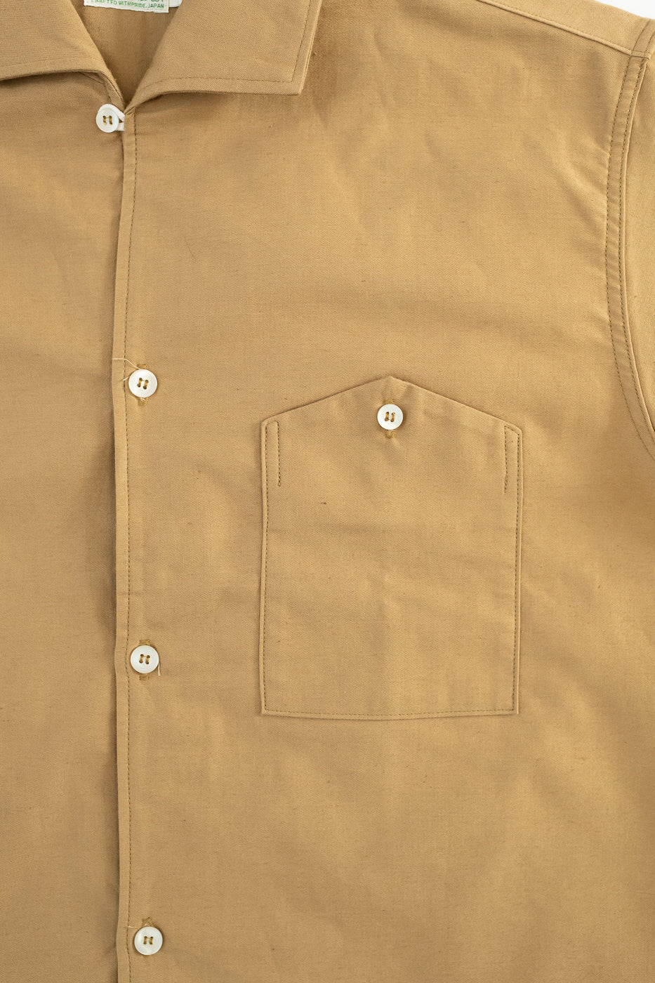 Lot 3091 - S/S Open Collar Shirt - Camel