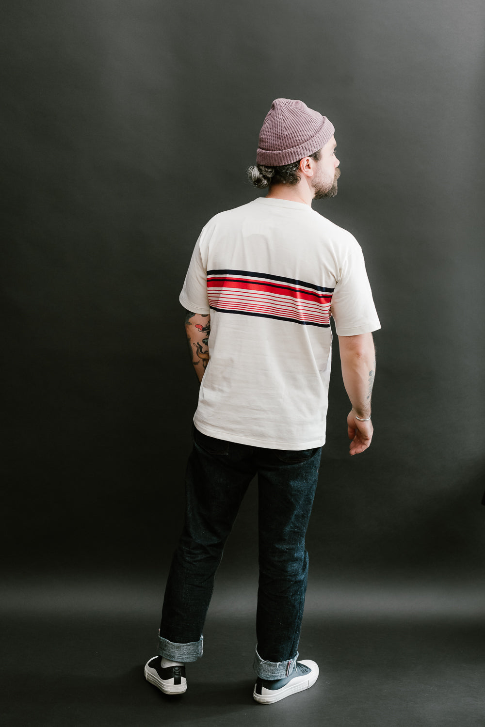 Lot 4093 - Panel Border Tee - Cream, Navy, Red