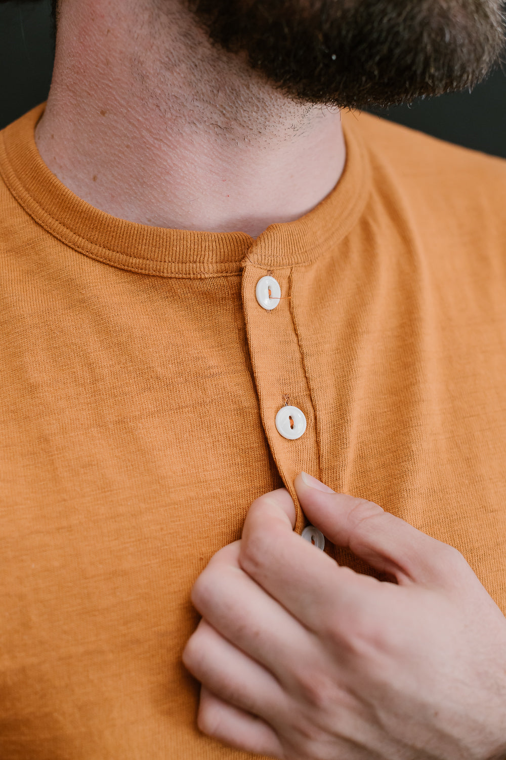 Lot 4601 - Slubby Henley Neck T-Shirt - Dark Orange