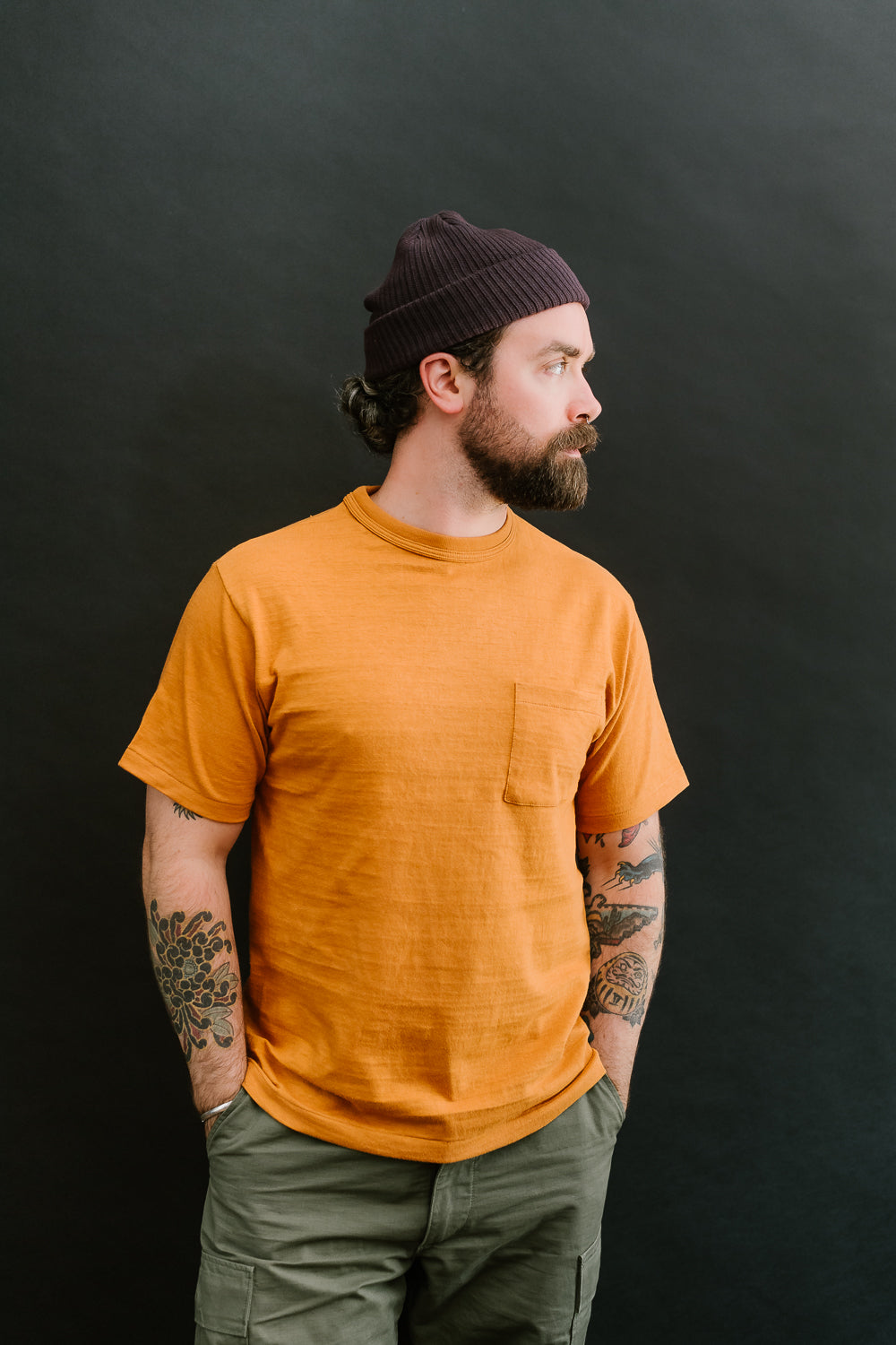 Lot 4601P - Slubby Cotton Pocket T-Shirt - Dark Orange