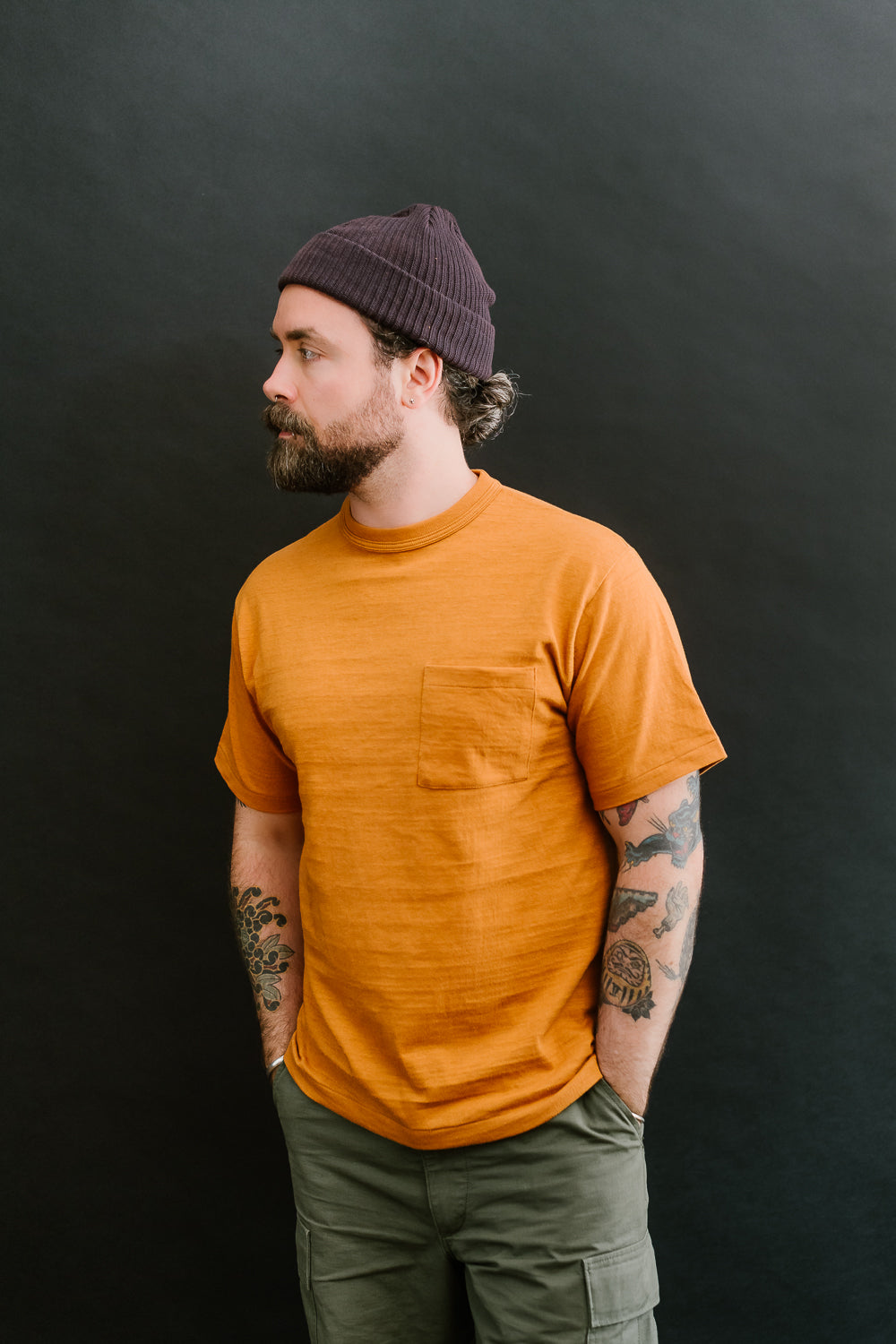 Lot 4601P - Slubby Cotton Pocket T-Shirt - Dark Orange