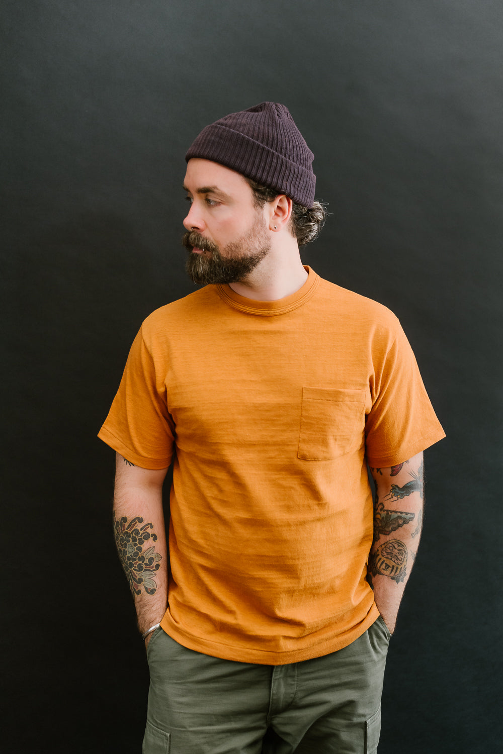 Lot 4601P - Slubby Cotton Pocket T-Shirt - Dark Orange