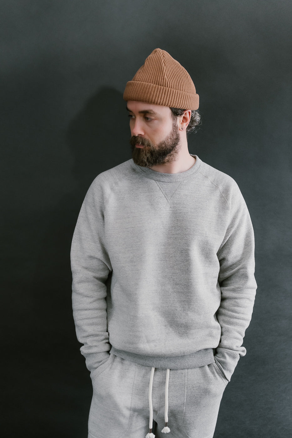 Pullover Crewneck Fleeced Foxfibre® - Heather Grey