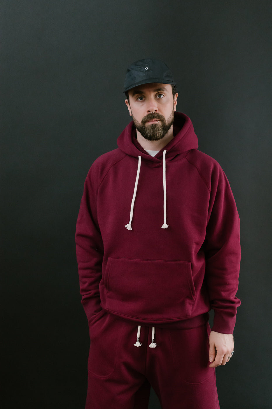 Pullover Hoodie - Super Looper French Terry - Burgundy