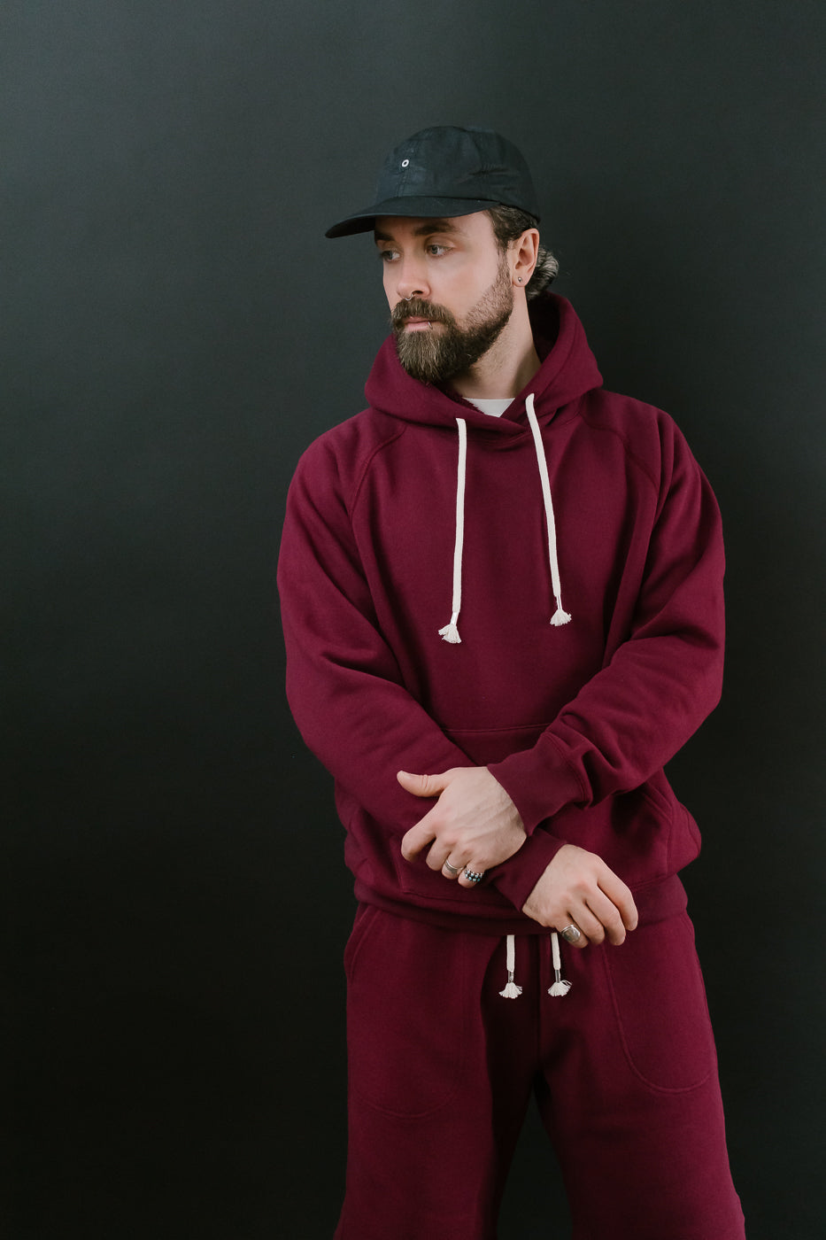 Pullover Hoodie - Super Looper French Terry - Burgundy