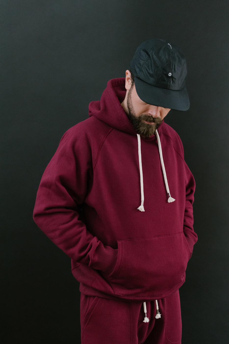 Pullover Hoodie - Super Looper French Terry - Burgundy