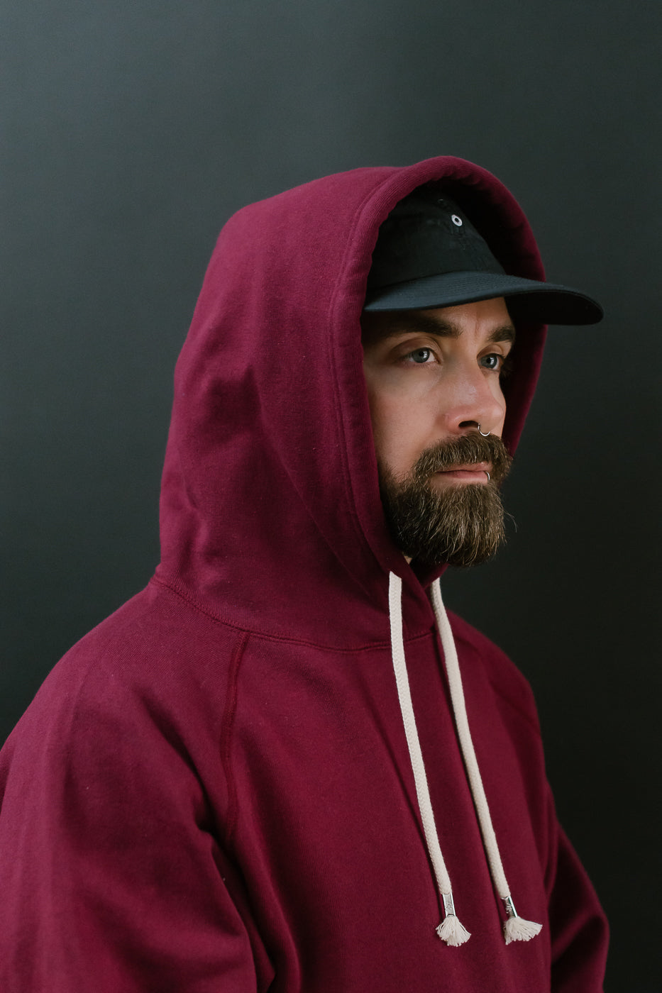 Pullover Hoodie - Super Looper French Terry - Burgundy