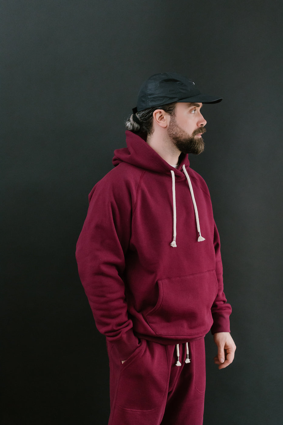 Pullover Hoodie - Super Looper French Terry - Burgundy