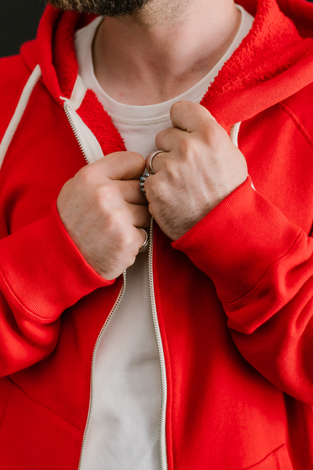 Zip Hoodie - Super Looper French Terry - Red