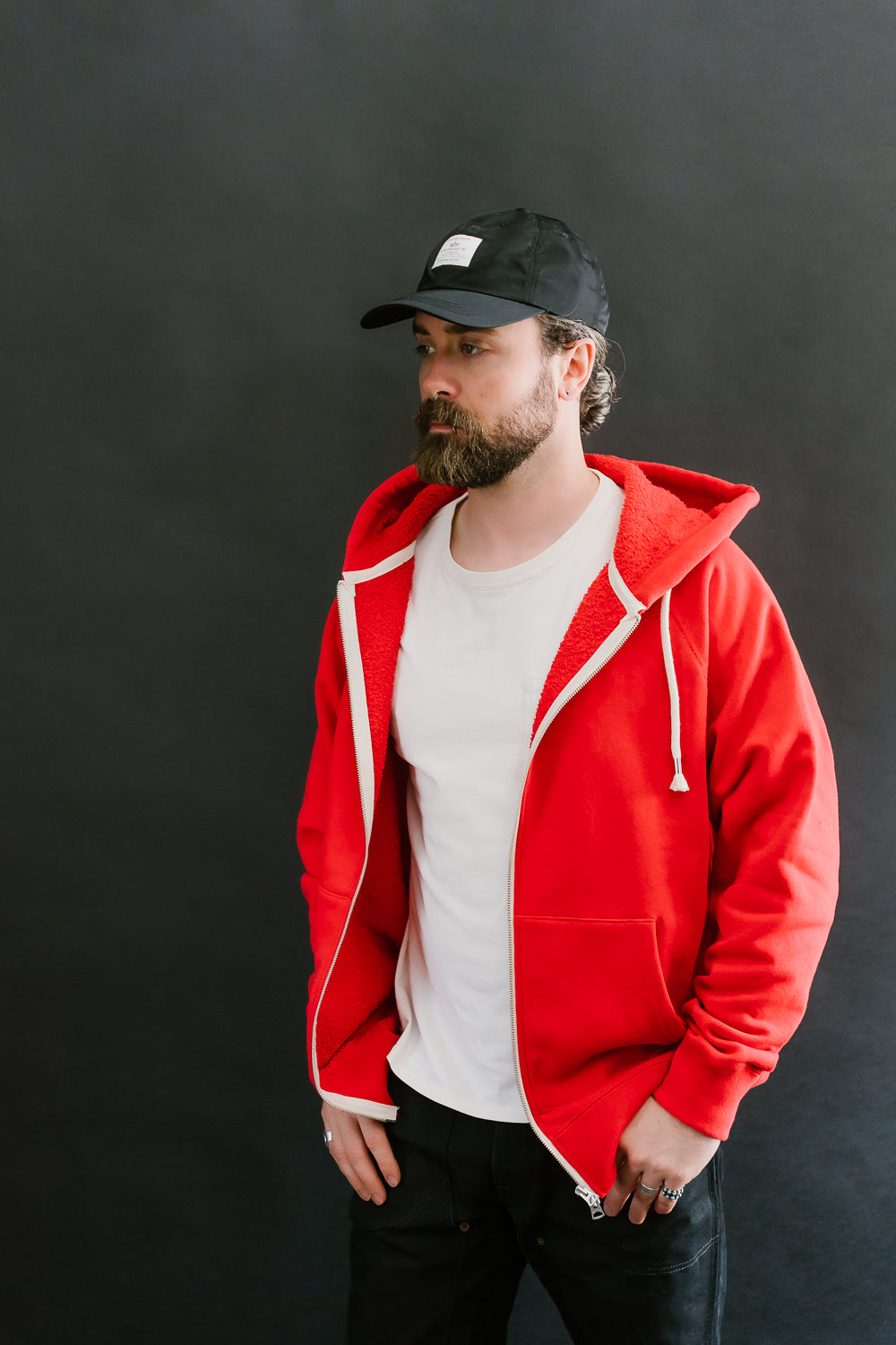 Zip Hoodie - Super Looper French Terry - Red