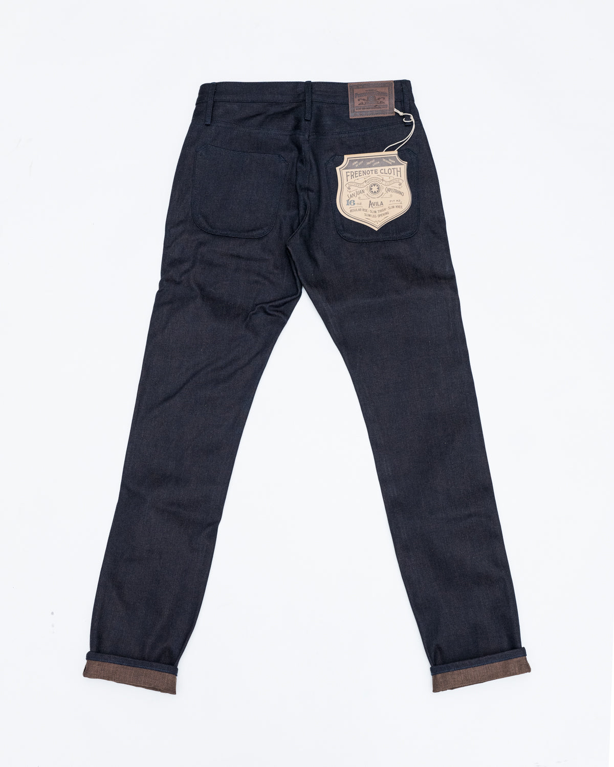 15oz Avila Slim Straight Denim - Blue/Brown