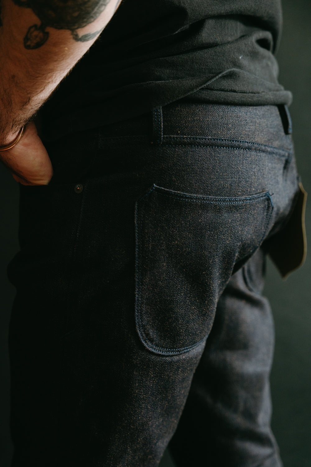 15oz Avila Slim Straight Denim - Blue/Brown