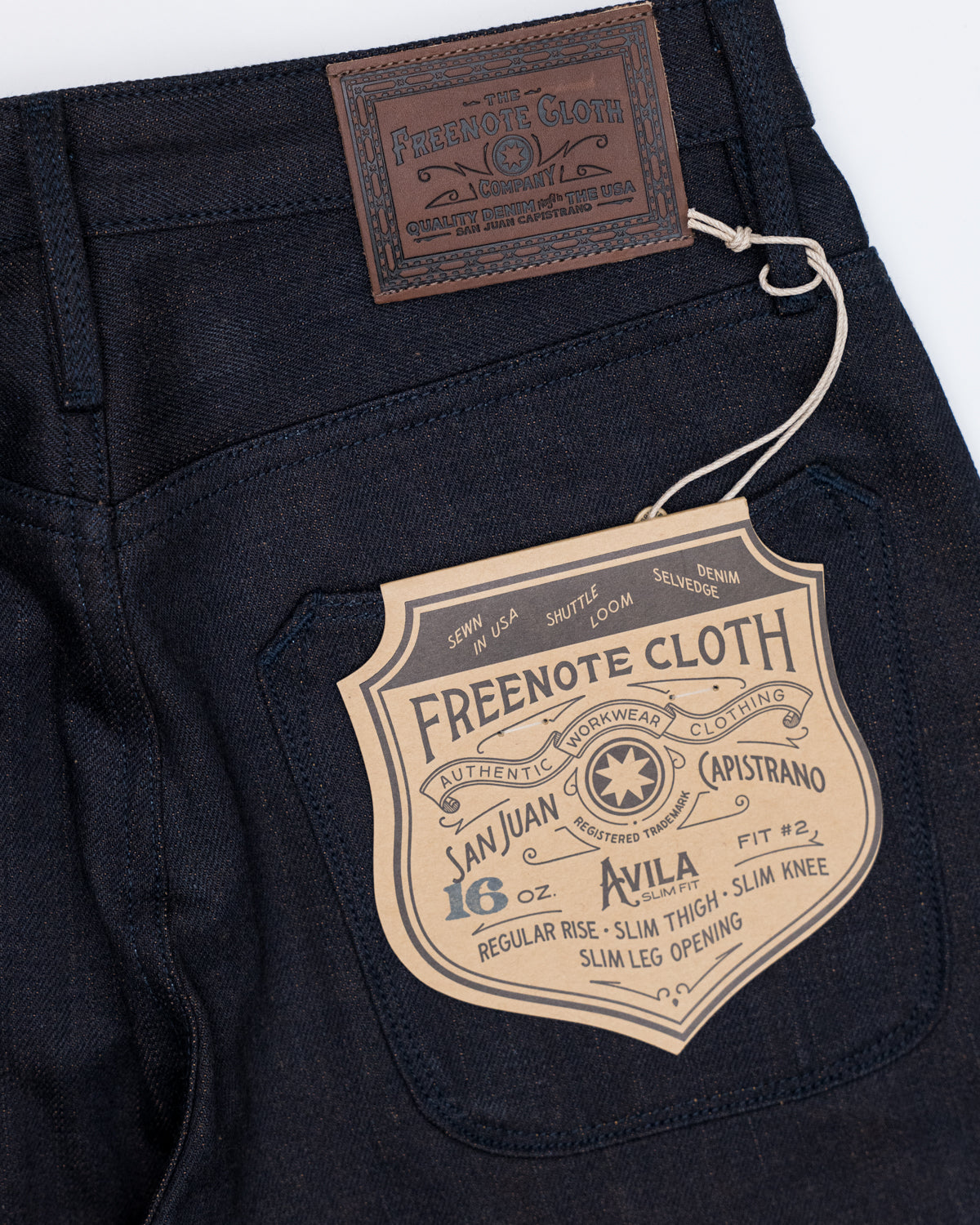 15oz Avila Slim Straight Denim - Blue/Brown