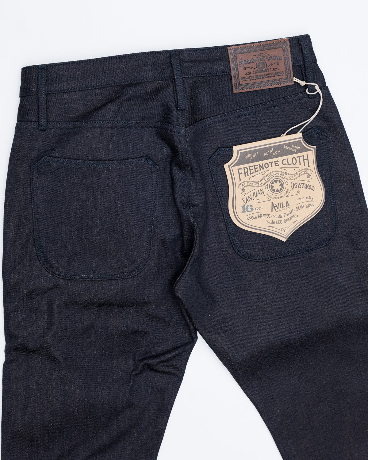 15oz Avila Slim Straight Denim - Blue/Brown