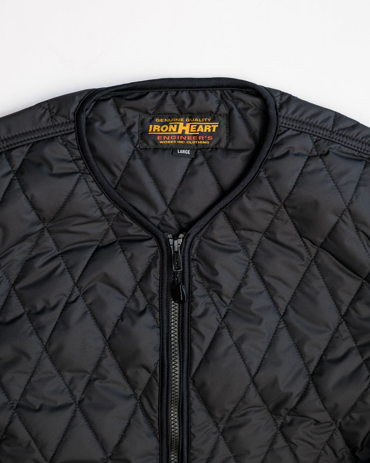 IHJ-118-BLK - Collarless Quilted Lightweight Jacket - Black