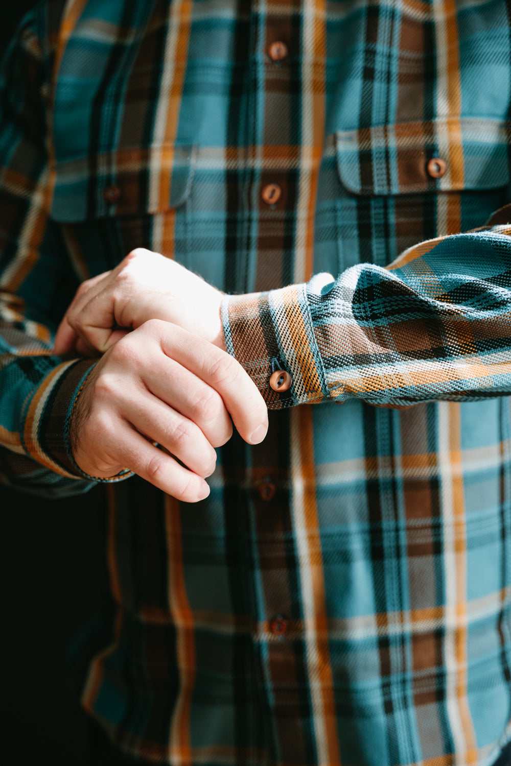 Webster Check Flannel - Blue, Gold, Brown, Black