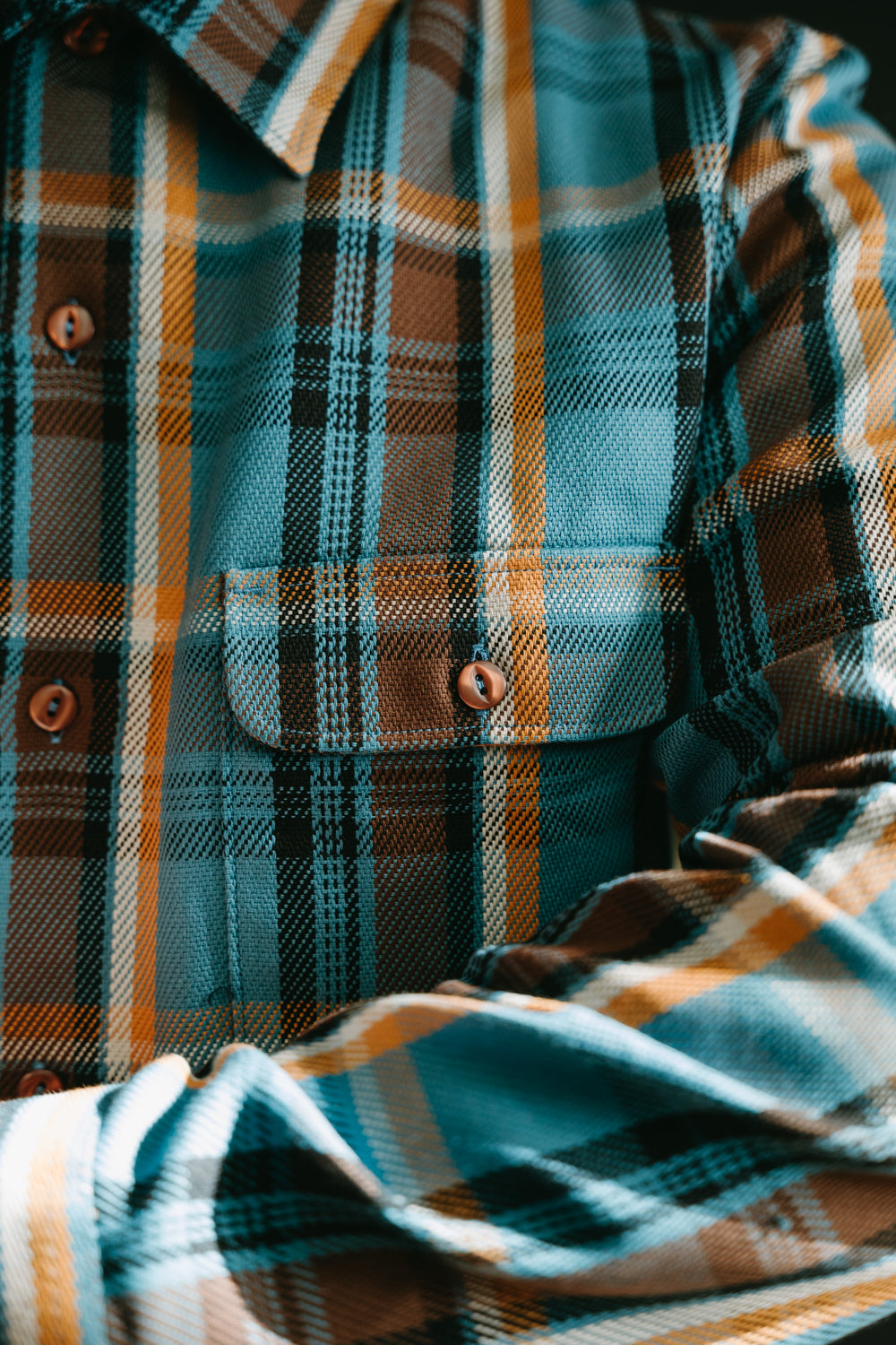 Webster Check Flannel - Blue, Gold, Brown, Black