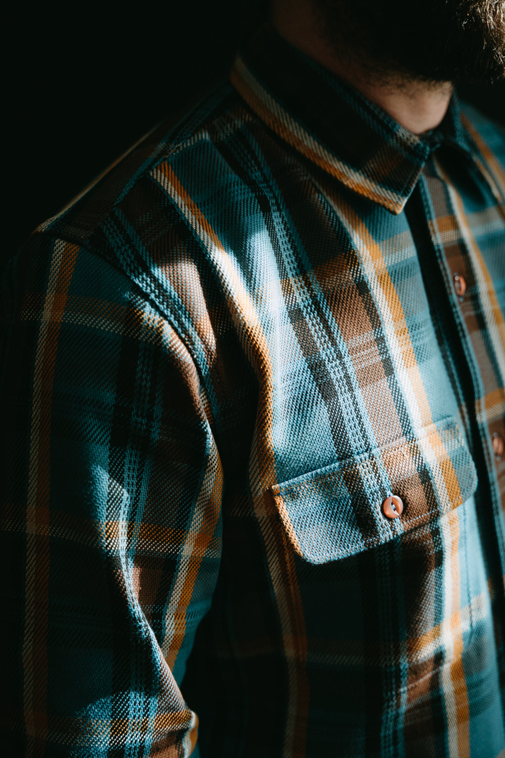 Webster Check Flannel - Blue, Gold, Brown, Black