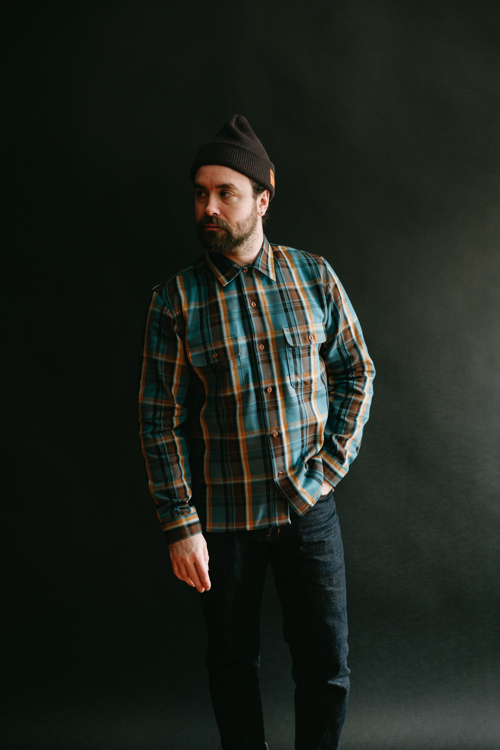 Webster Check Flannel - Blue, Gold, Brown, Black