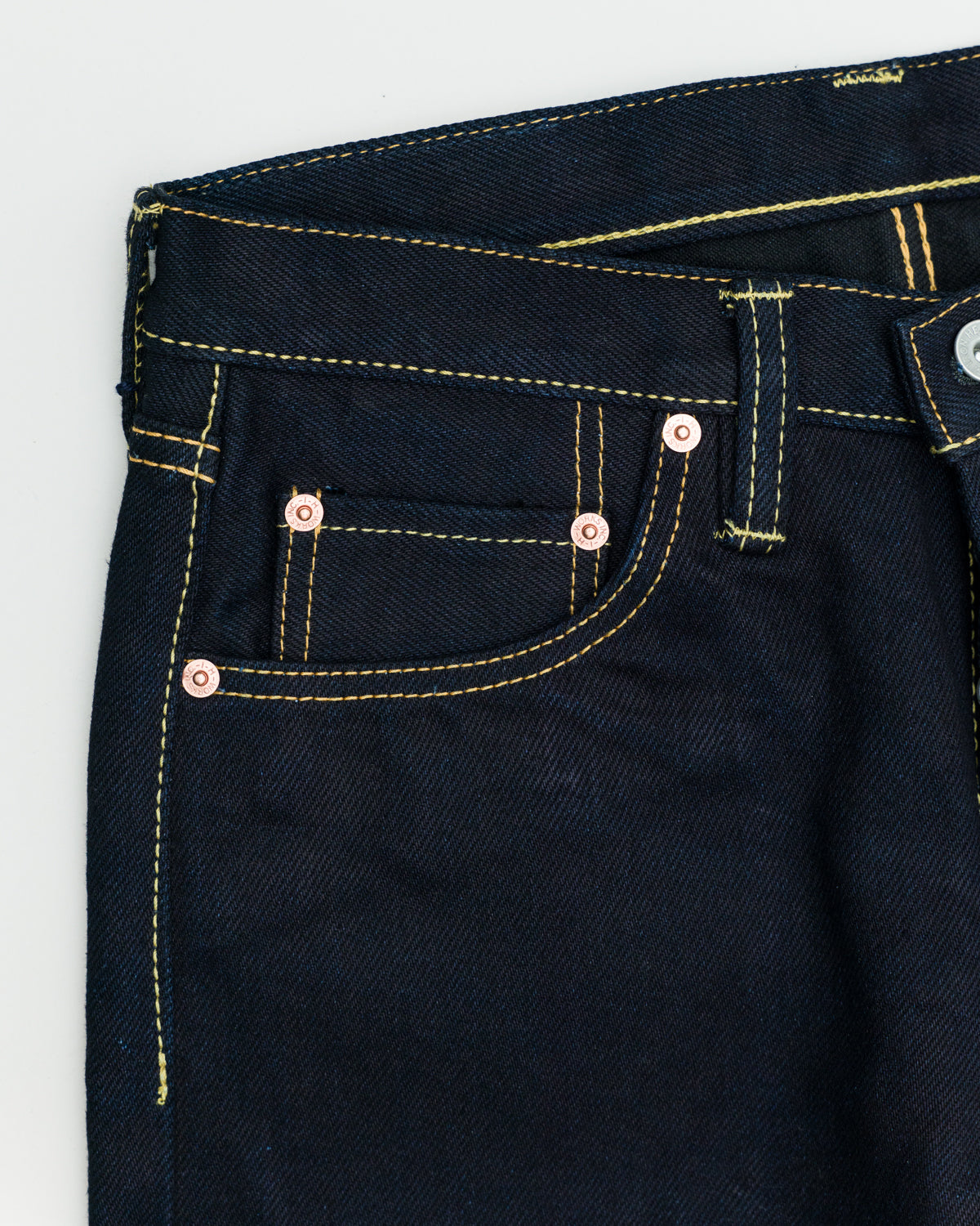 IH-777S-21ib - 21oz Selvedge Denim Slim Tapered Cut Jeans - Indigo/Black