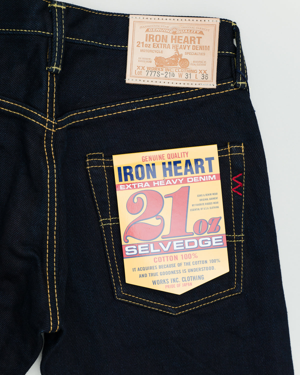 IH-777S-21ib - 21oz Selvedge Denim Slim Tapered Cut Jeans - Indigo/Black