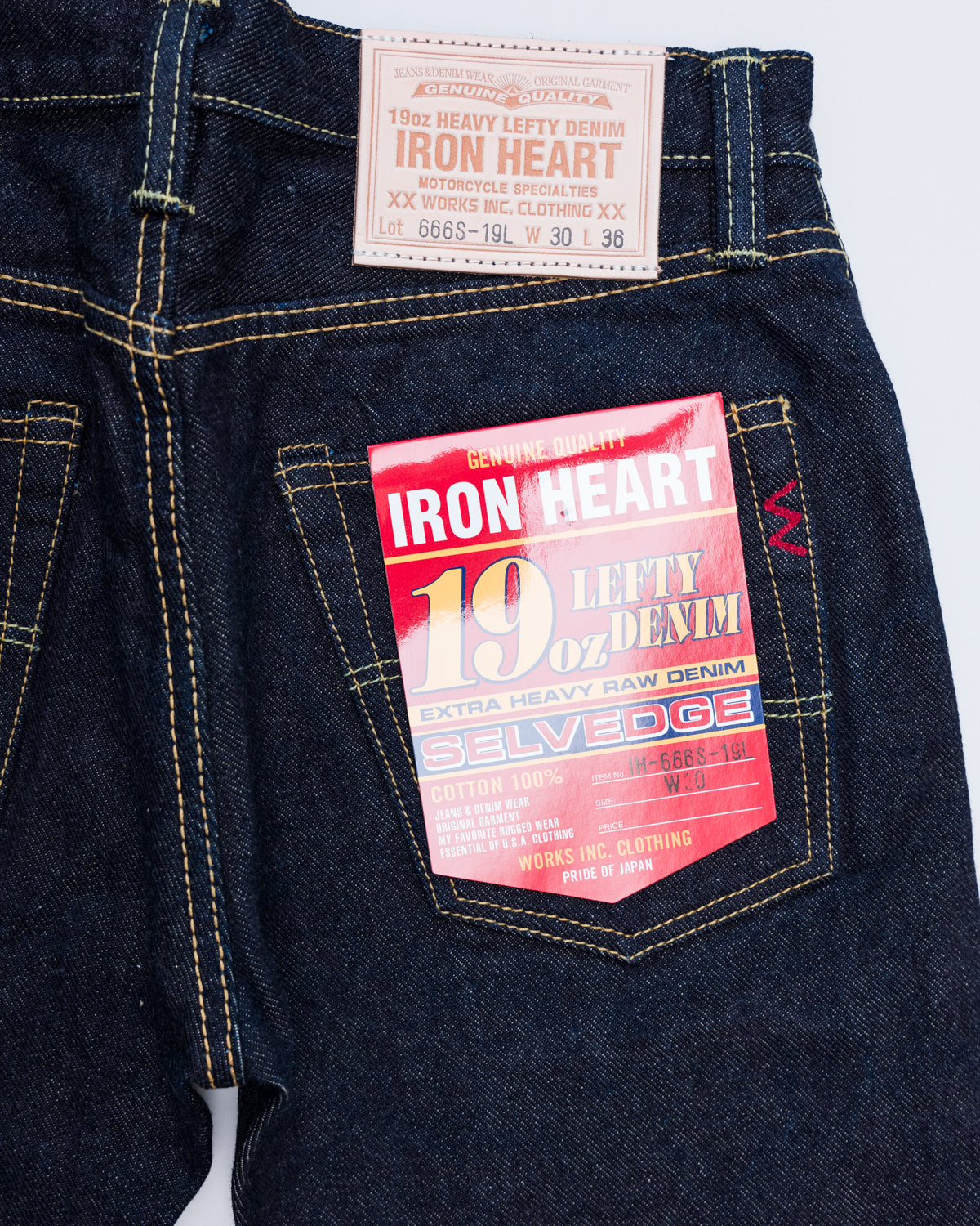 IH-666S-19L - 19oz Left Hand Twill Selvedge Denim Slim Straight Cut Jeans - Indigo