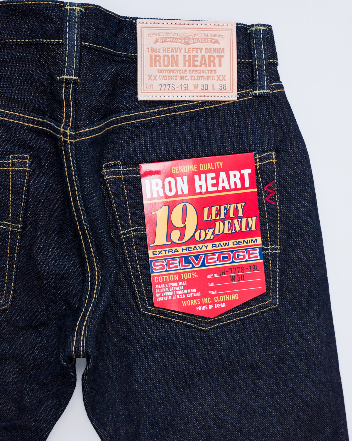 IH-777S-19L - 19oz Left Hand Twill Selvedge Denim Slim Tapered Cut Jeans - Indigo