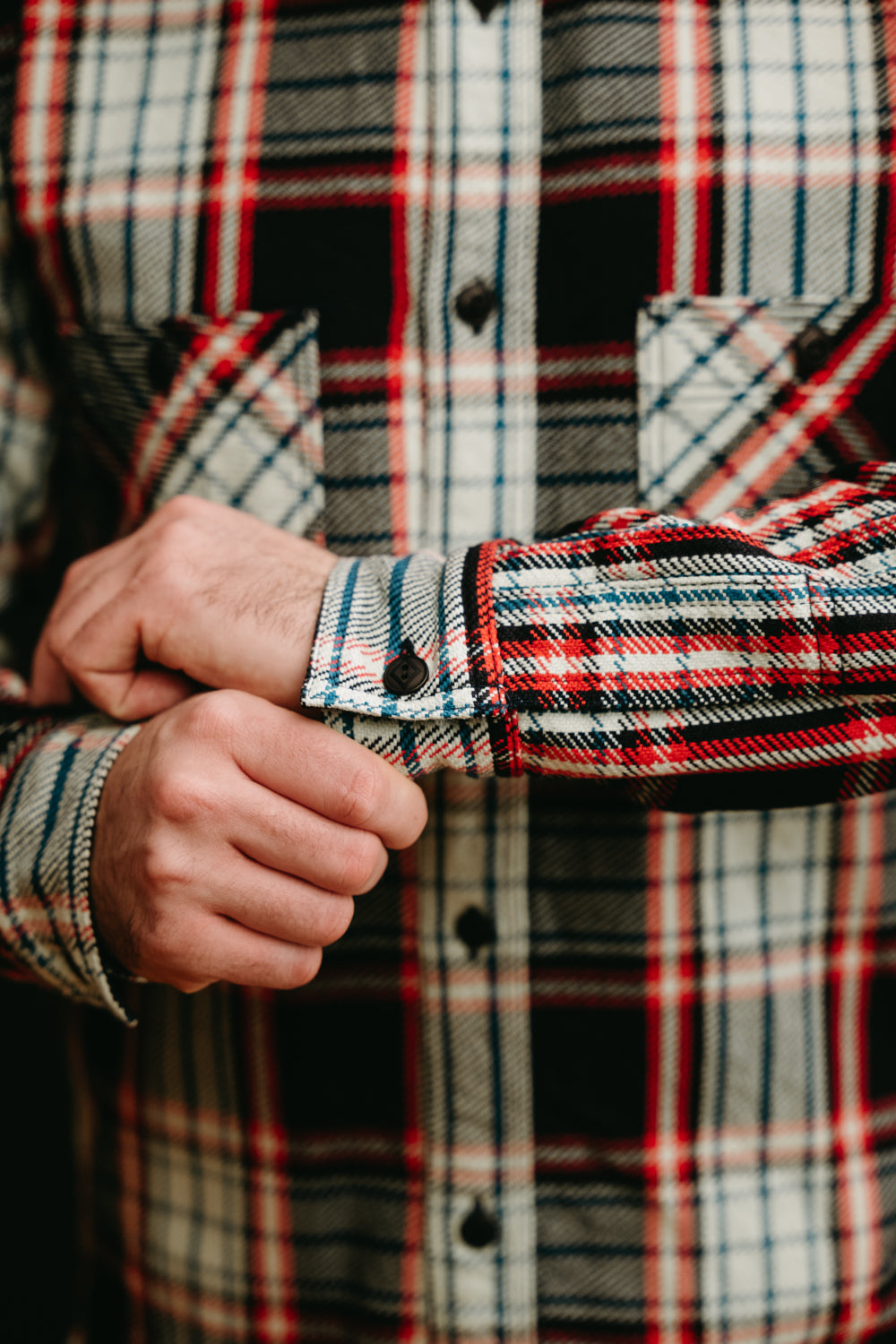 SIN22-01W - Rope Dyed Flannel Shirt - Indigo, Red