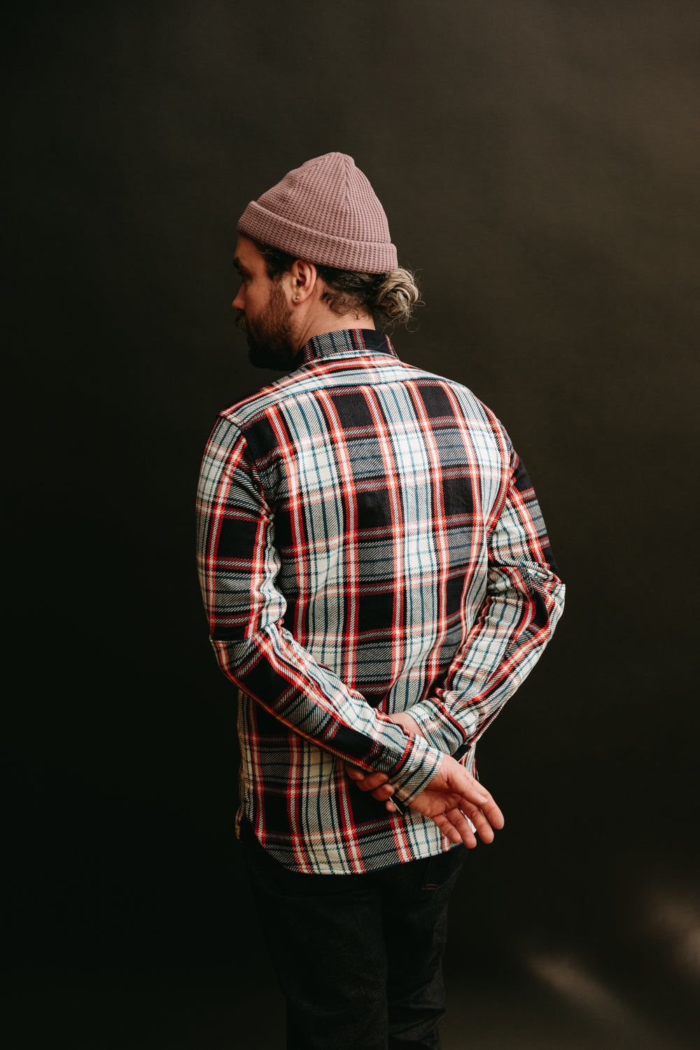 SIN22-01W - Rope Dyed Flannel Shirt - Indigo, Red