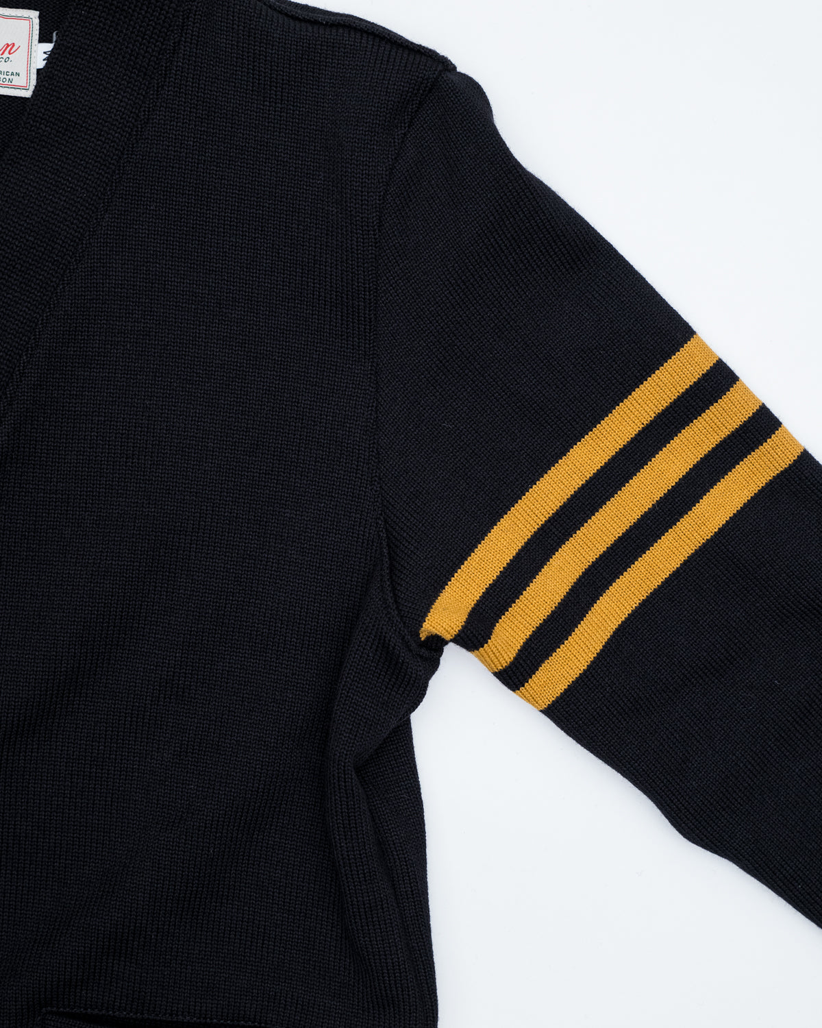 James Dant x Dehen - Classic Varsity Cardigan - Black, Old Gold