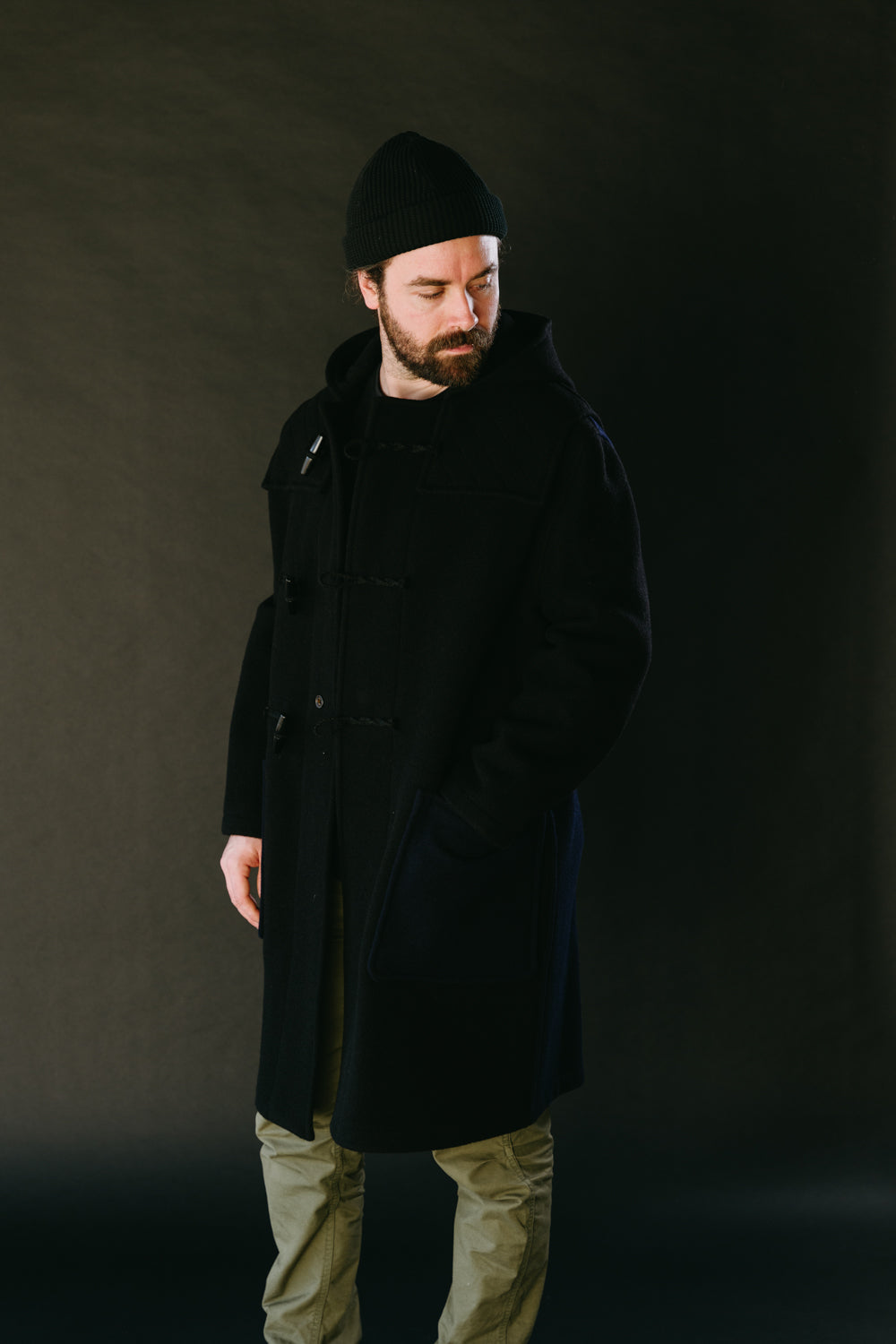 Gloverall x 3Sixteen - Quilted Contrast Monty Coat - Black